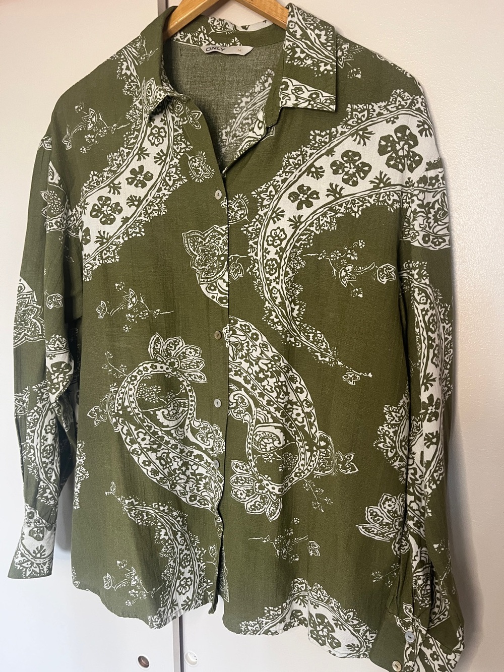 ONLY Olive Green Paisley Shirt Top